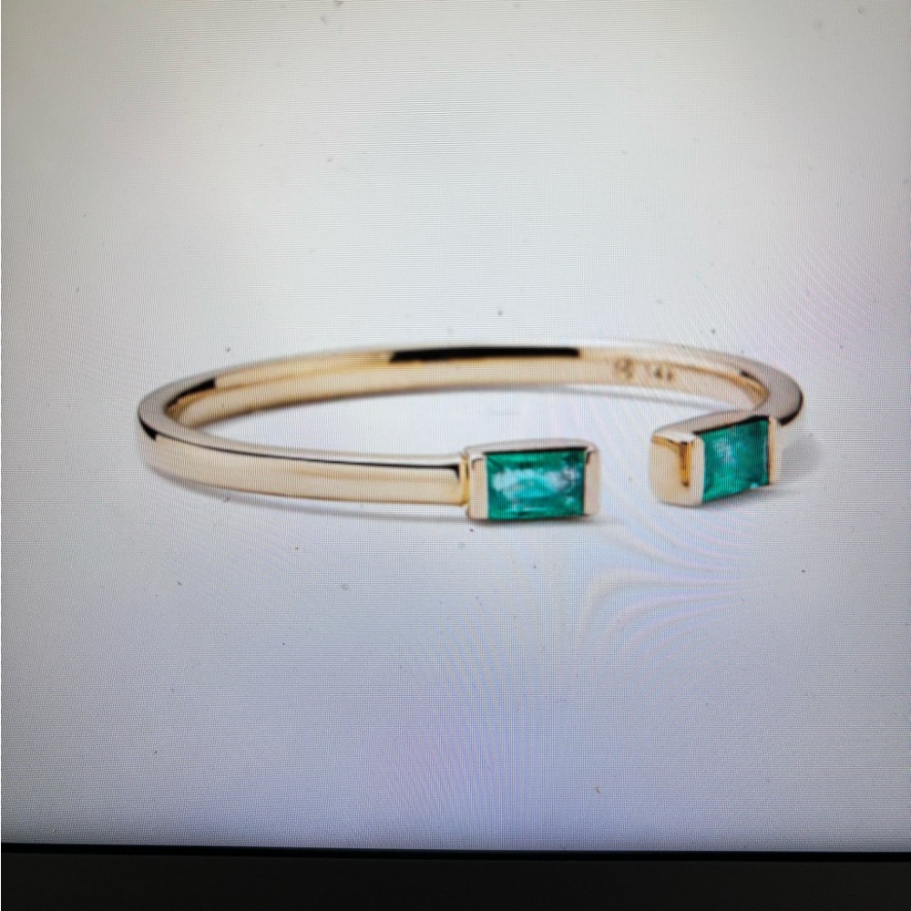 Mejuri 14K yellow gold emerald baguette open ring